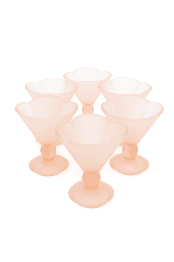 Vintage ijscoupes van roze glas jaren 90 - set van 6