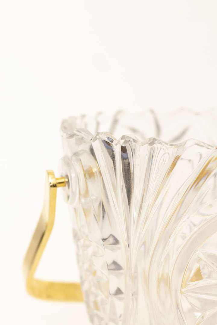 Vintage ijsemmer van glas met metalen hengsel
