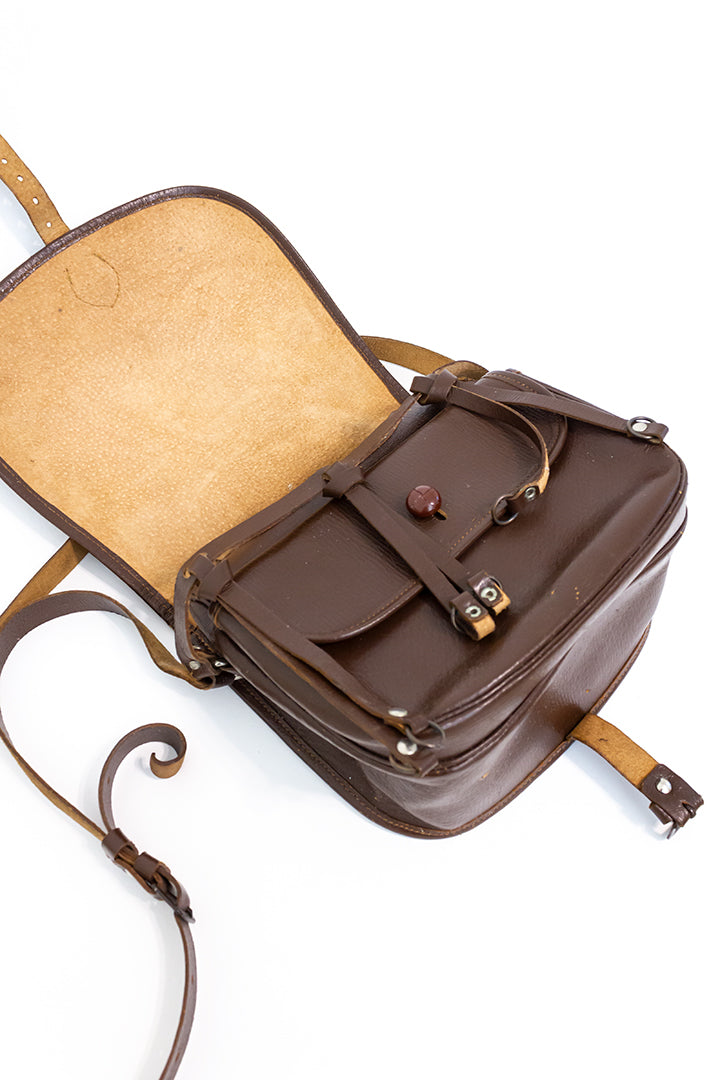 Vintage jaagtas van bruin leer