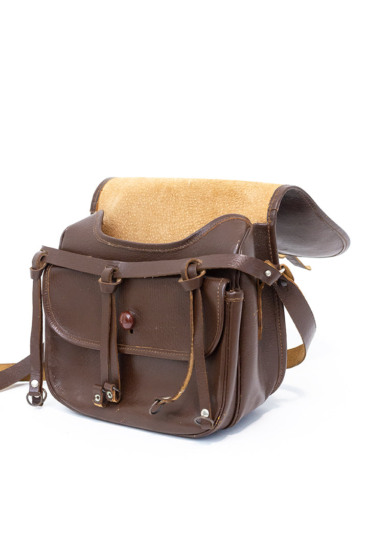 Vintage jaagtas van bruin leer