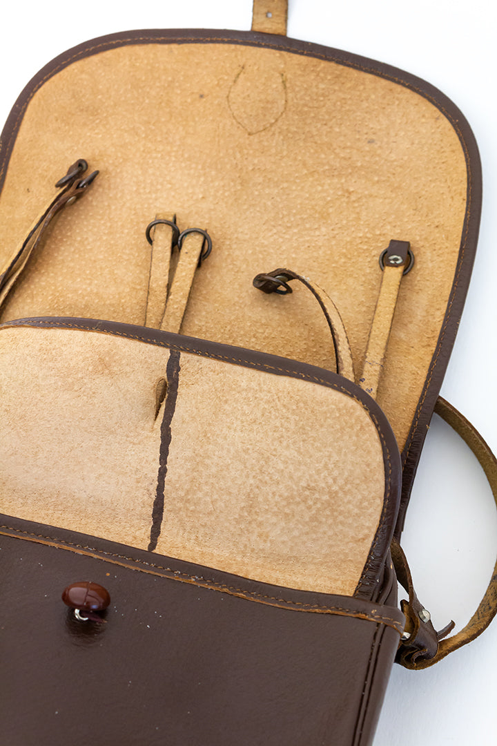 Vintage jaagtas van bruin leer