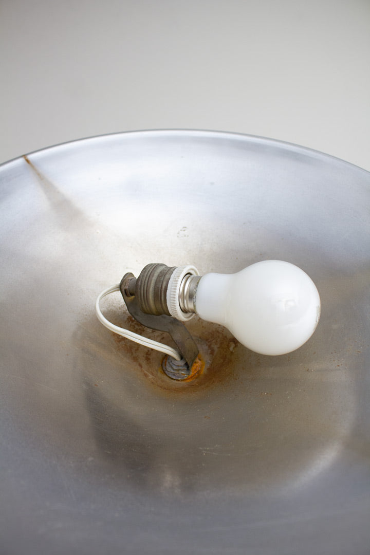 Vintage chroom vloerlamp met houten voet
