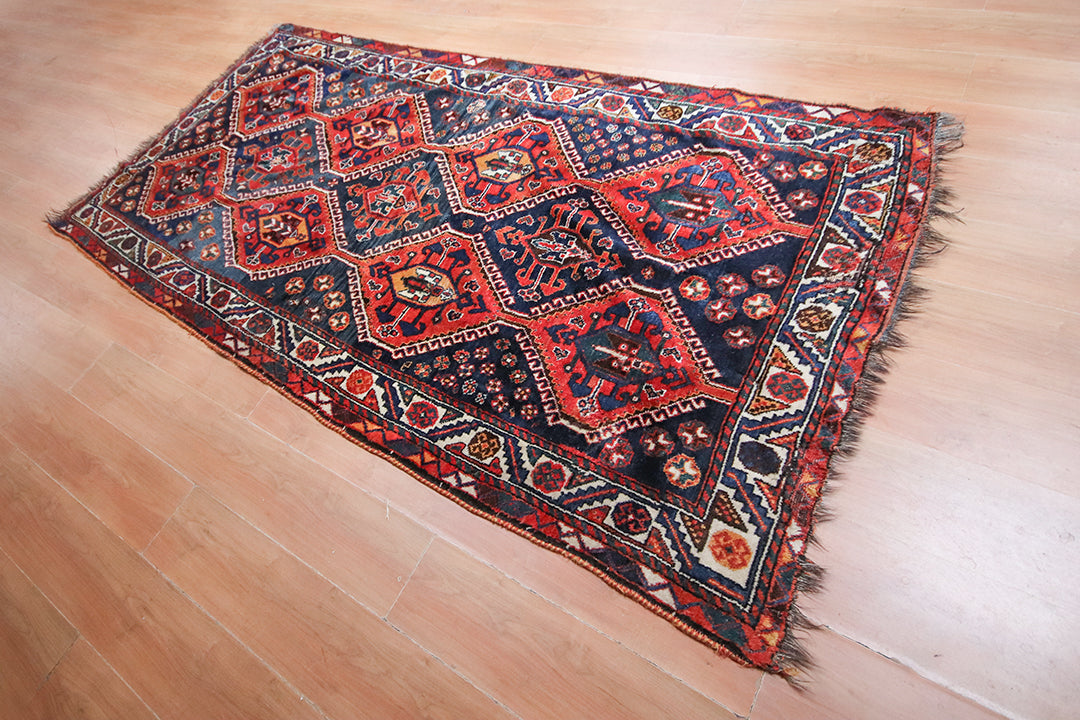 Vintage kelim tapijt langwerpig met heldere kleuren