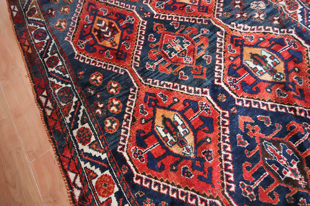 Vintage kelim tapijt langwerpig met heldere kleuren