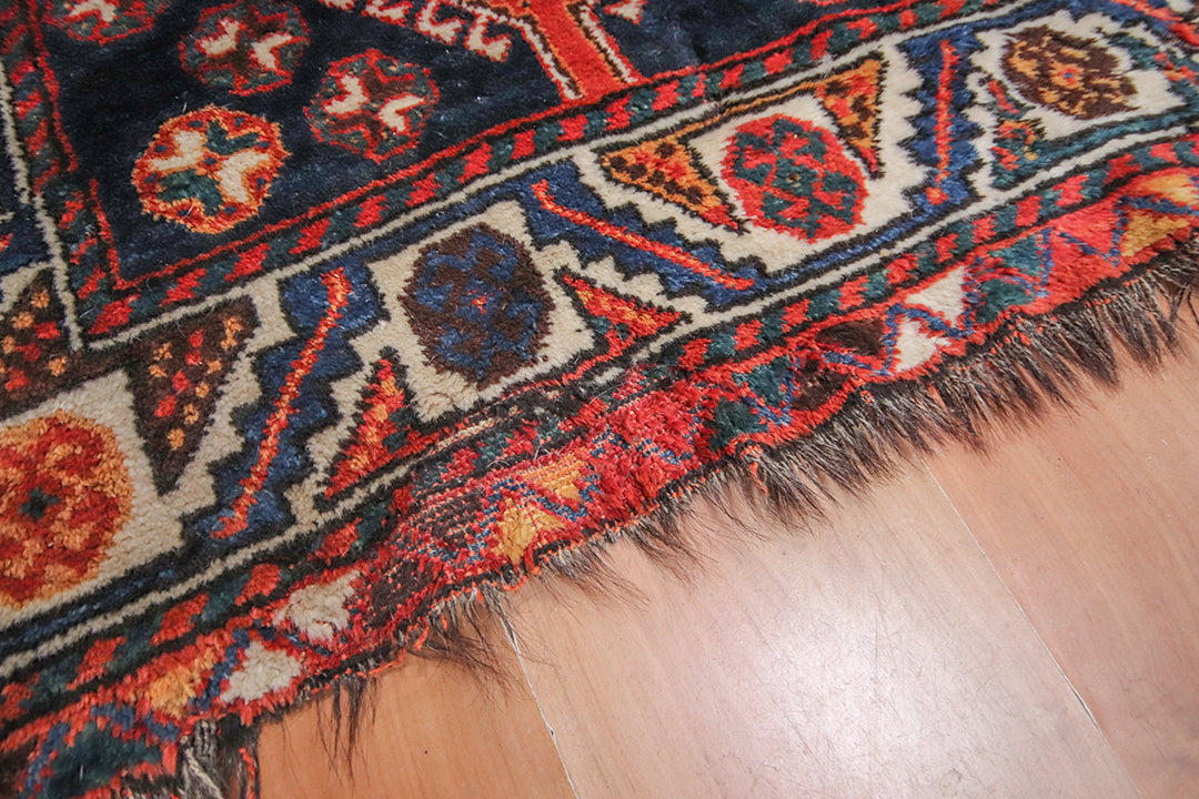 Vintage kelim tapijt langwerpig met heldere kleuren