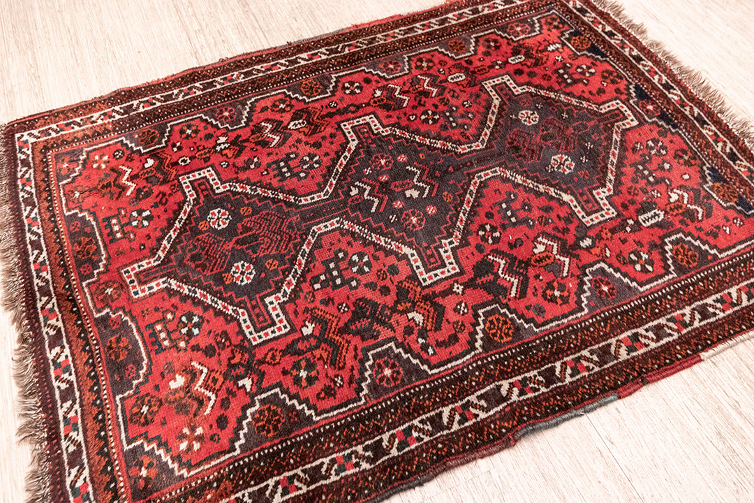 Vintage kelim vloerkleed rood