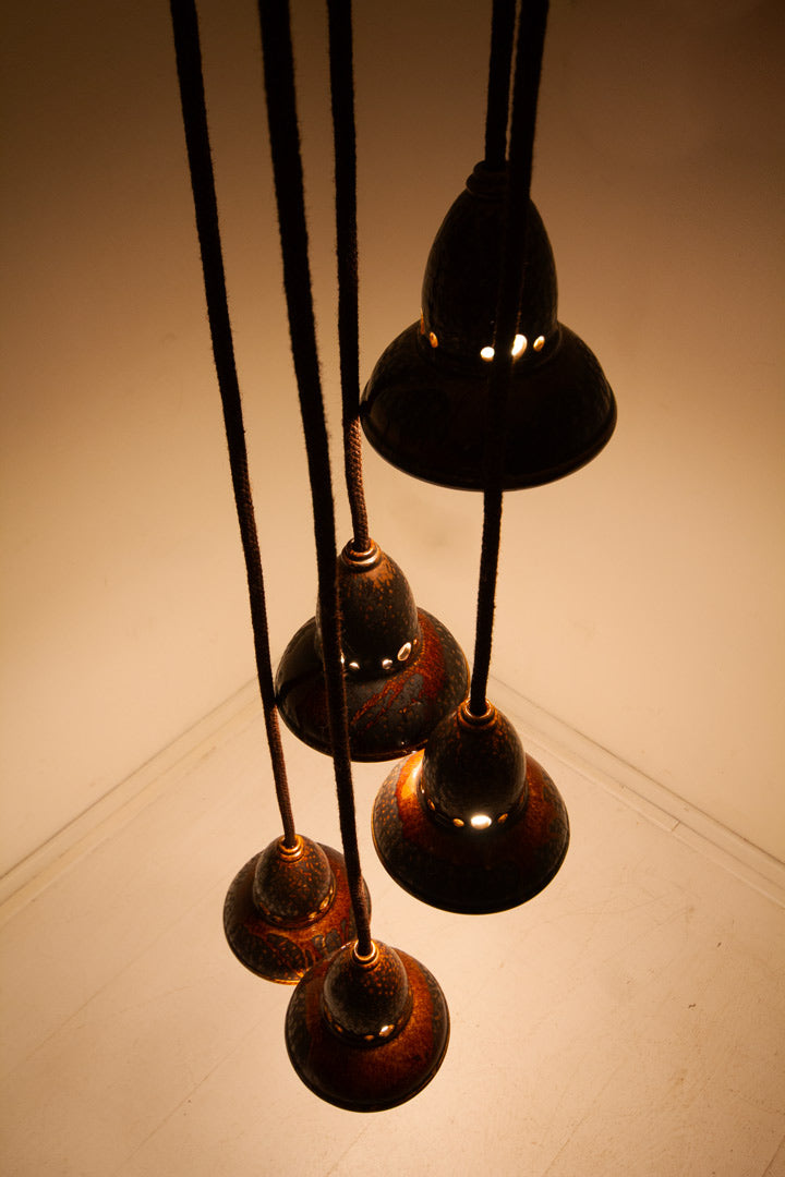 Duitse vintage cascade lamp van keramiek