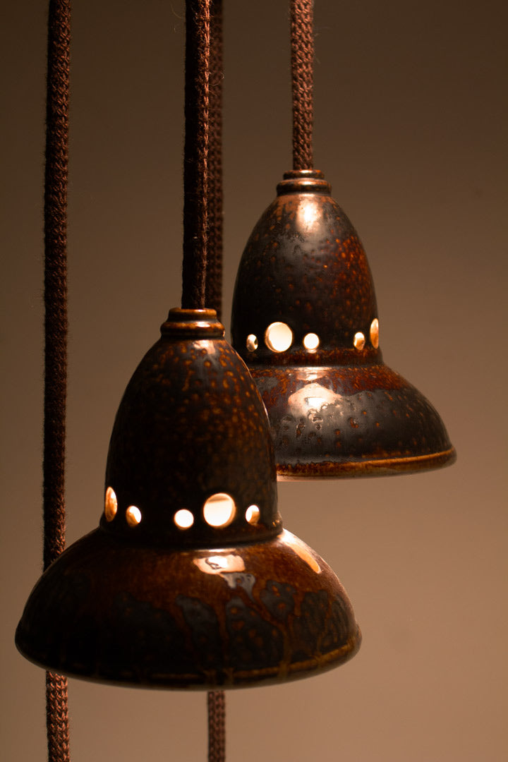 Vintage Duits cascade lamp van keramiek