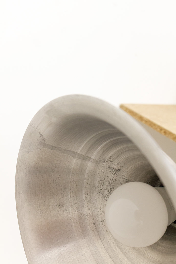 Vintage klemlamp aluminium en hout Hema jaren 90