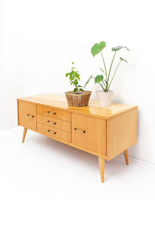 Vintage laag dressoir jaren 70 hoogglans hout