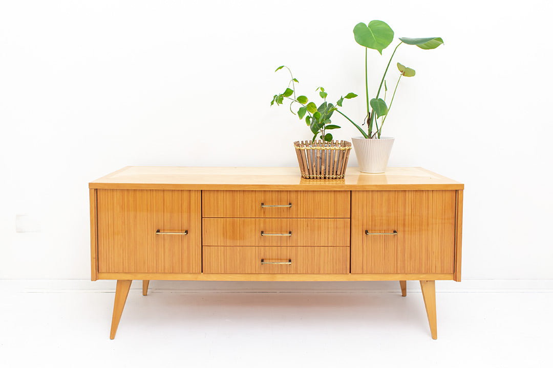 Vintage laag dressoir jaren 70 hoogglans hout