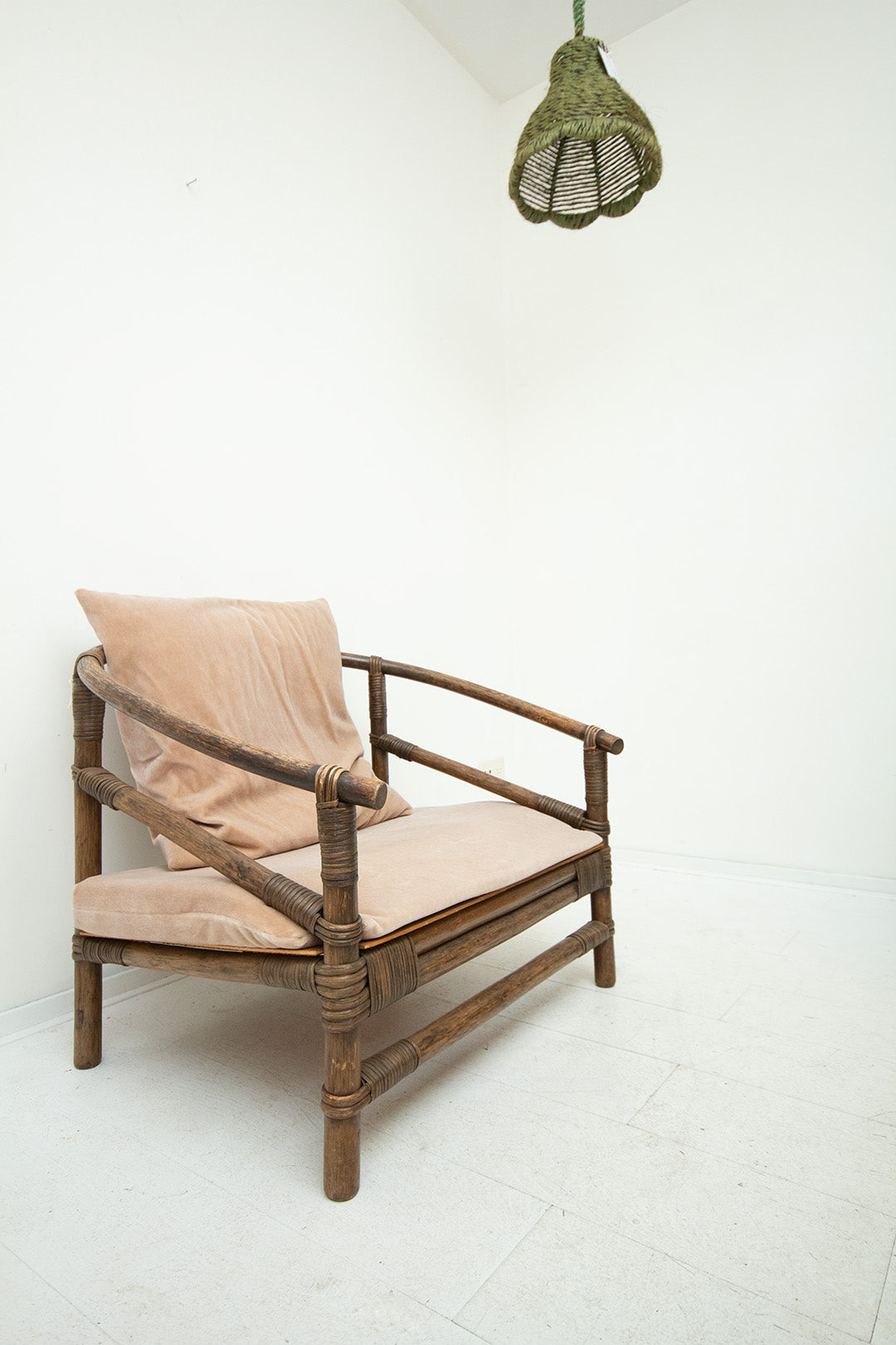 Vintage lage rotan fauteuil x Froufrous
