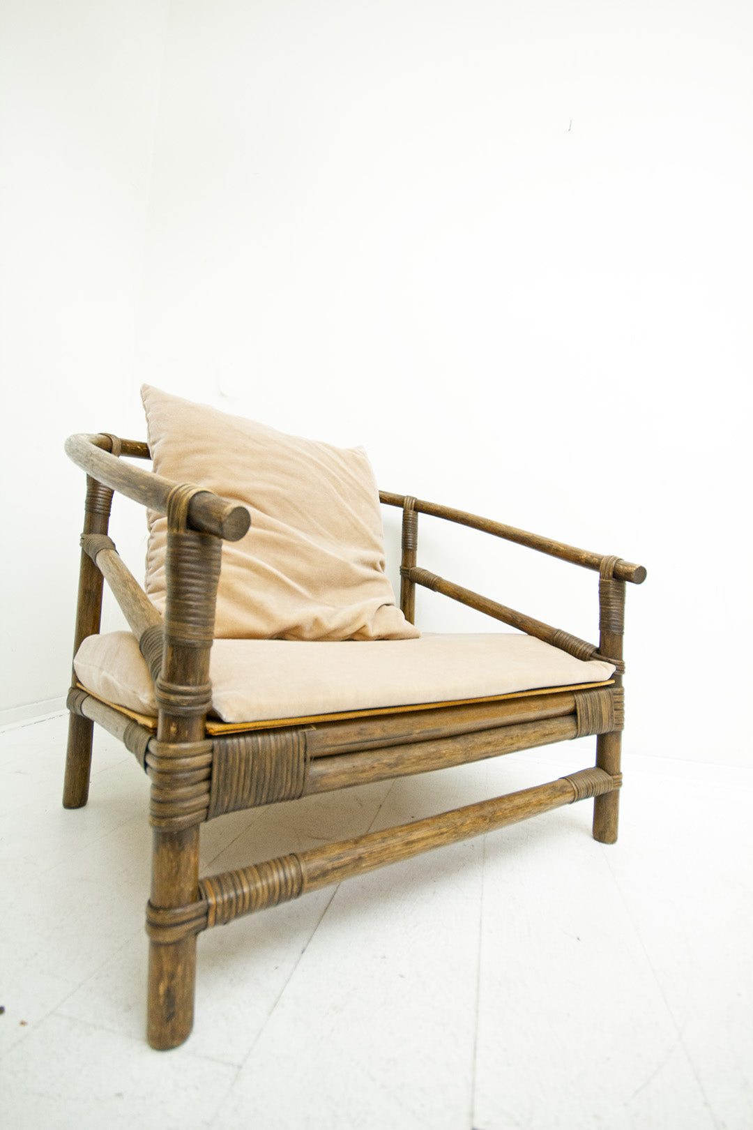 Vintage lage rotan fauteuil x Froufrous