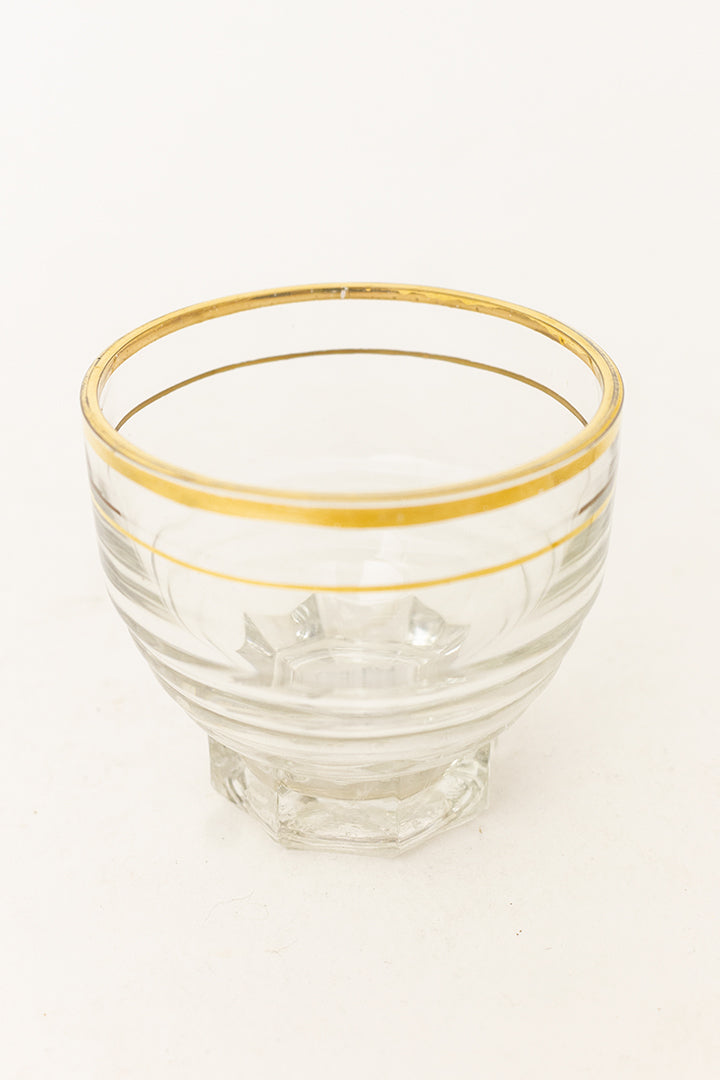Vintage lage wijnglazen goud gestreept - set van 6