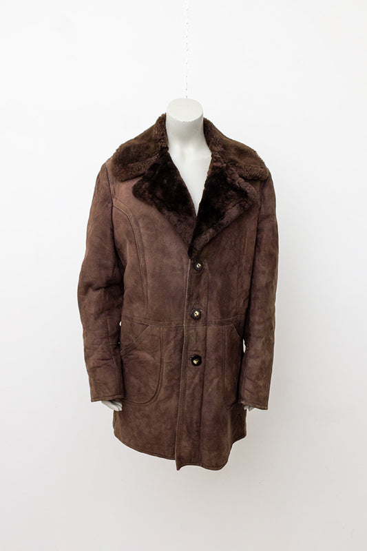 Vintage lammy coat chocoladebruin suède jaren 70