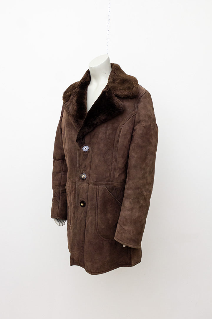 Vintage lammy coat chocoladebruin suède jaren 70