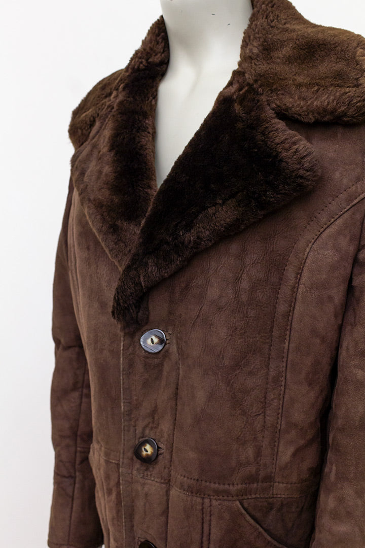 Vintage lammy coat chocoladebruin suède jaren 70