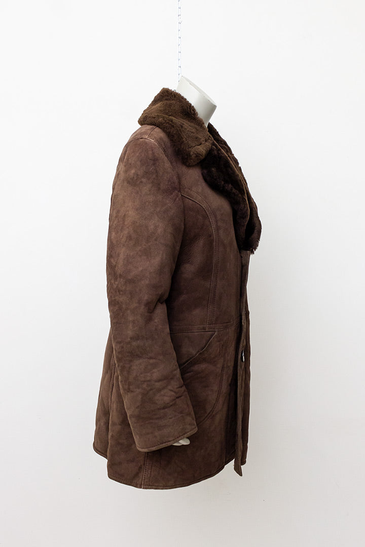 Vintage lammy coat chocoladebruin suède jaren 70