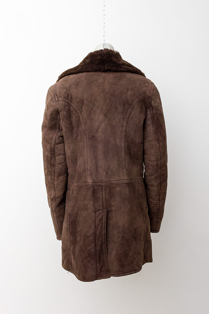 Vintage lammy coat chocoladebruin suède jaren 70