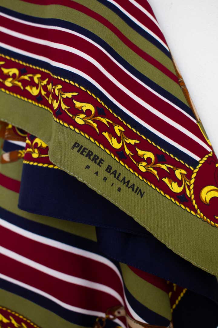 Vintage legergroen bordeaux Pierre Balmain sjaaltje equestrien