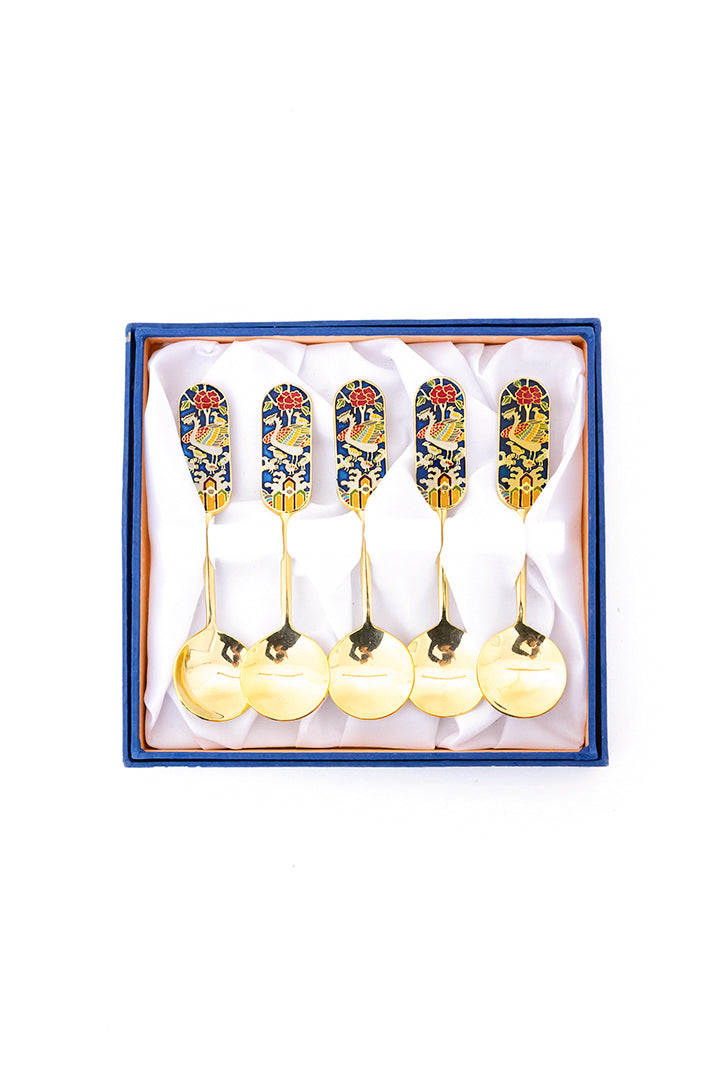 Vintage lepels van verguld messing met cloisonné versiering Saechen Fons Koreaans