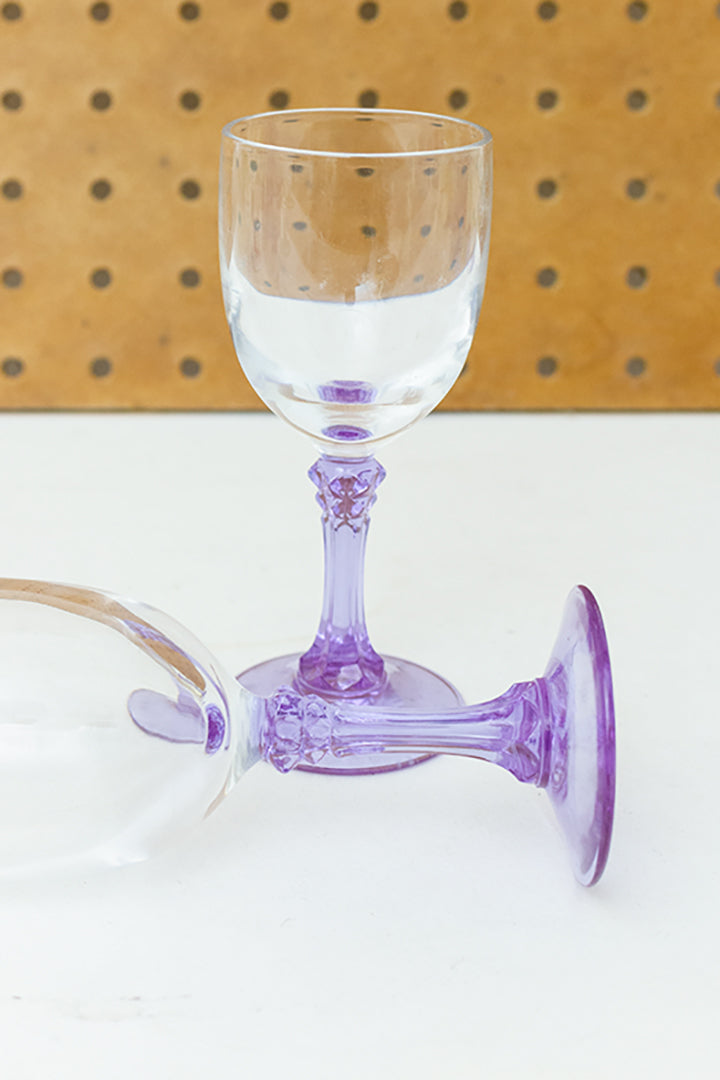 Vintage lila glazen voor port of sherry - set van 5