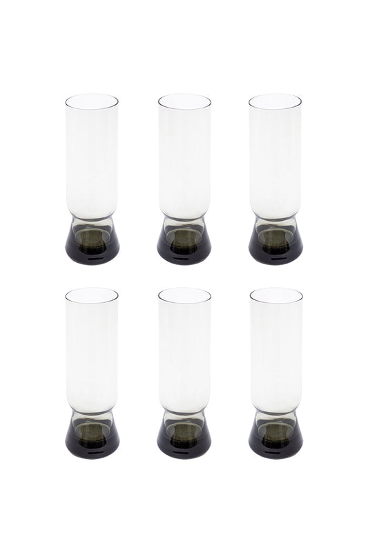 Vintage longdrink glazen rookglas met conische voet - set van 6