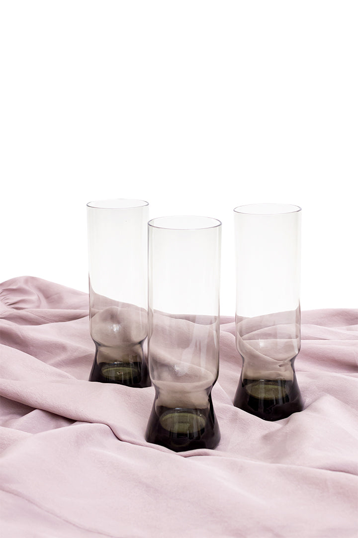 Vintage longdrink glazen rookglas met conische voet - set van 6
