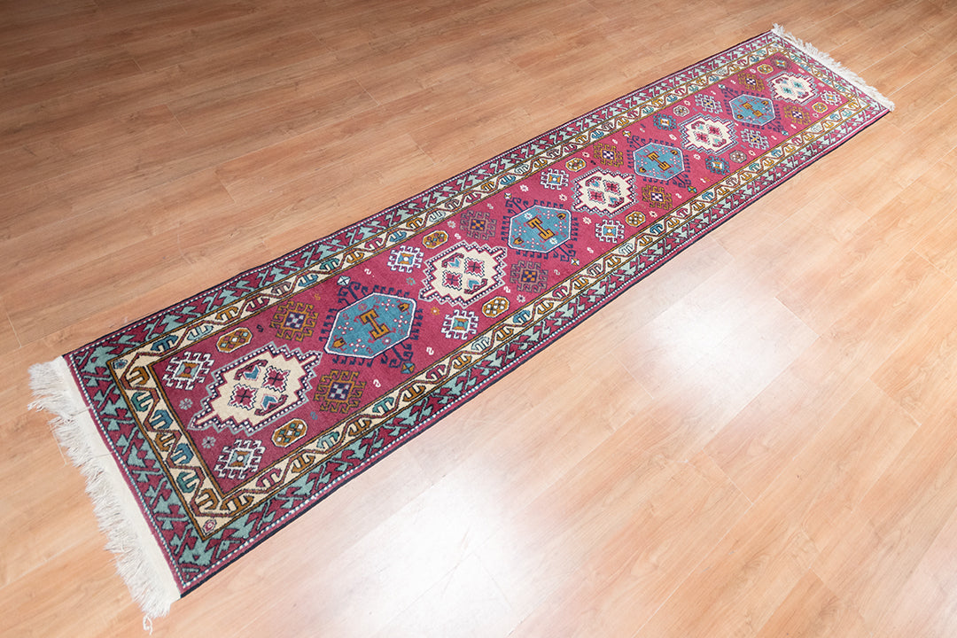 Vintage loper met geometrisch patroon 322x75 cm