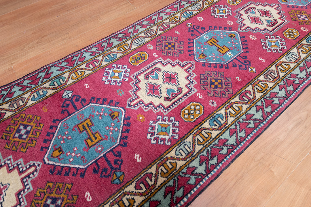 Vintage loper met geometrisch patroon 322x75 cm