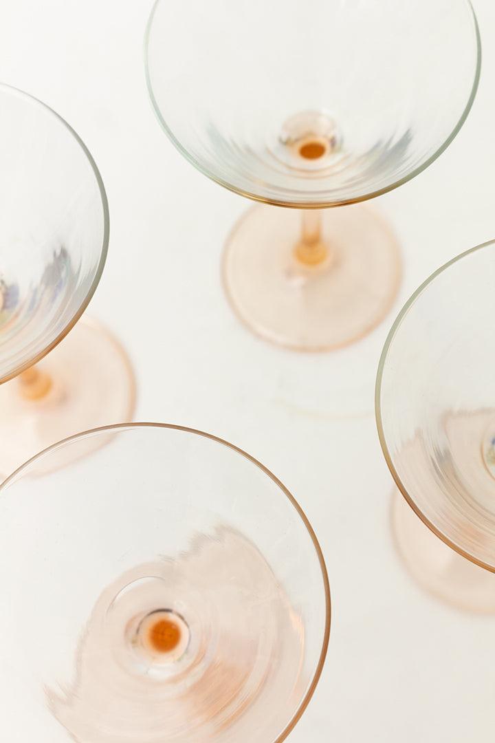 Vintage martini glazen met roze voet - set van 4