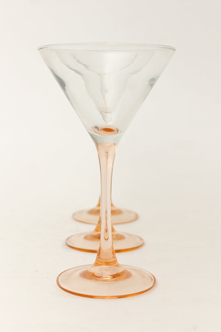 Vintage martini glazen met roze voet - set van 4