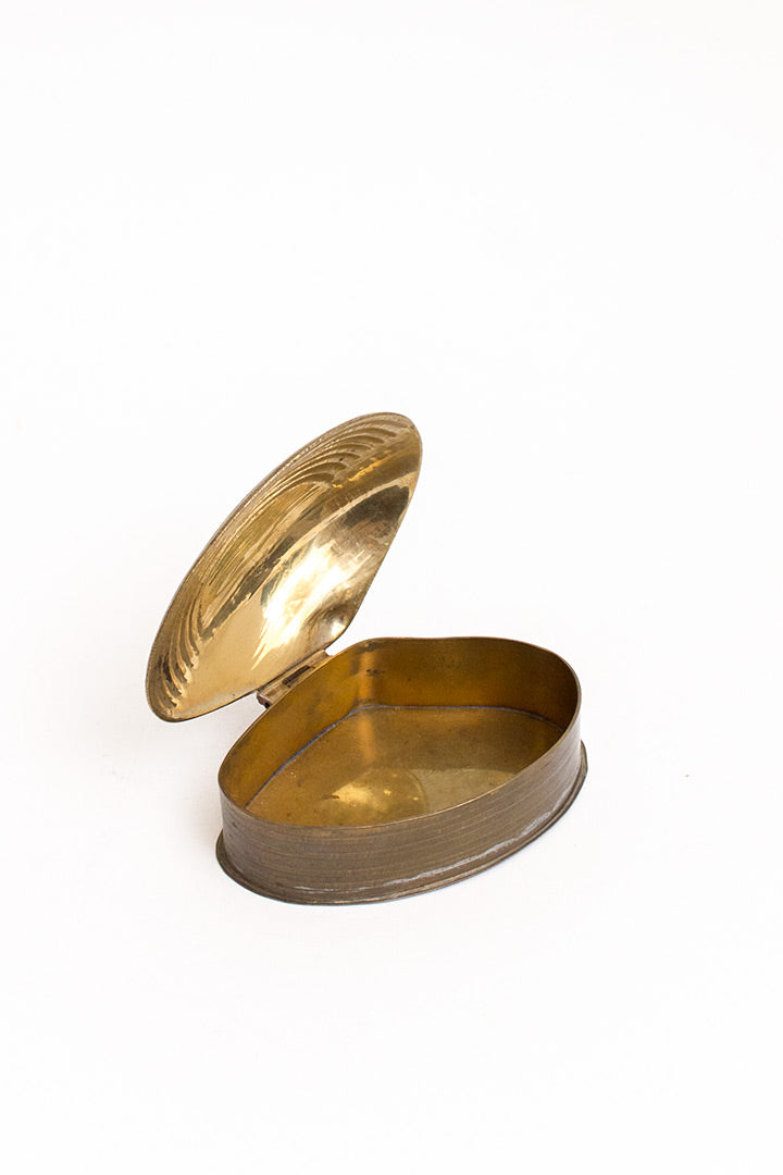 Vintage messing schelp opbergdoosje