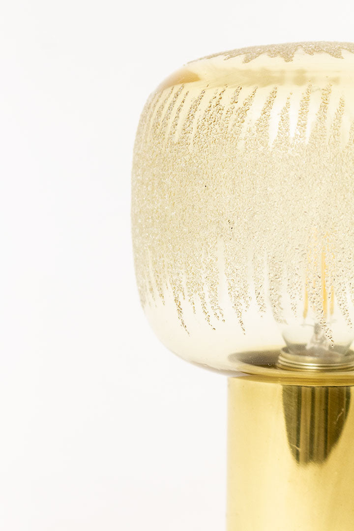Vintage messing tafellamp met ijsglas bol
