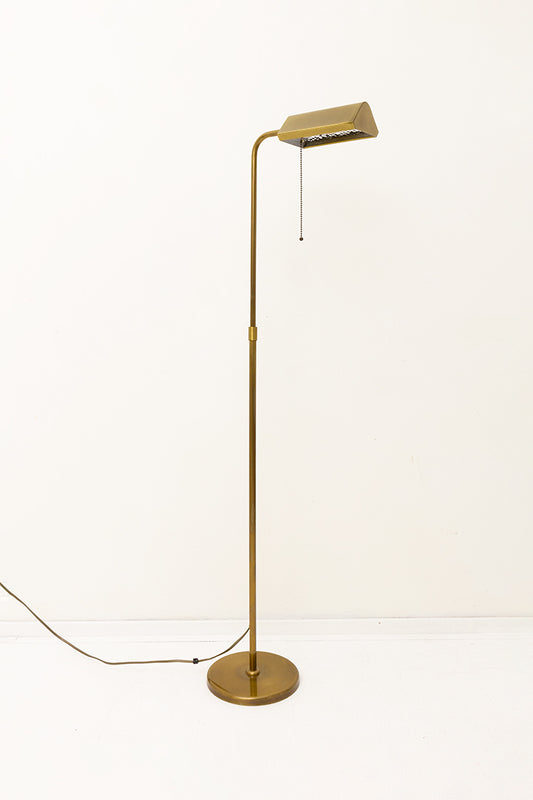 Vintage messing vloerlamp met verstelbare kap Deknudt jaren 90