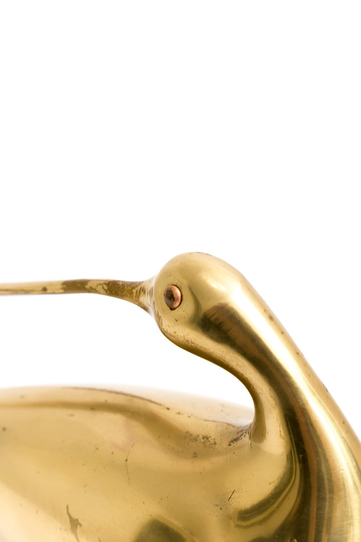 Vintage messing vogel met lange snavel