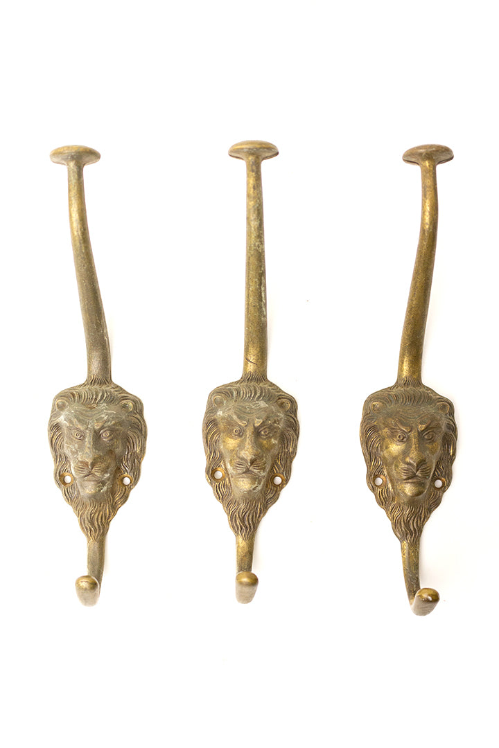 Vintage messing wandhaak leeuw - diverse soorten