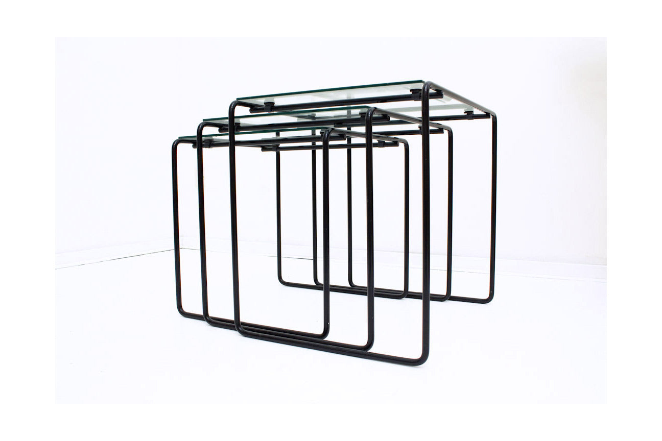 Vintage mimiset zwart metaal glas jaren 80