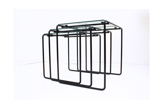 Vintage mimiset zwart metaal glas jaren 80