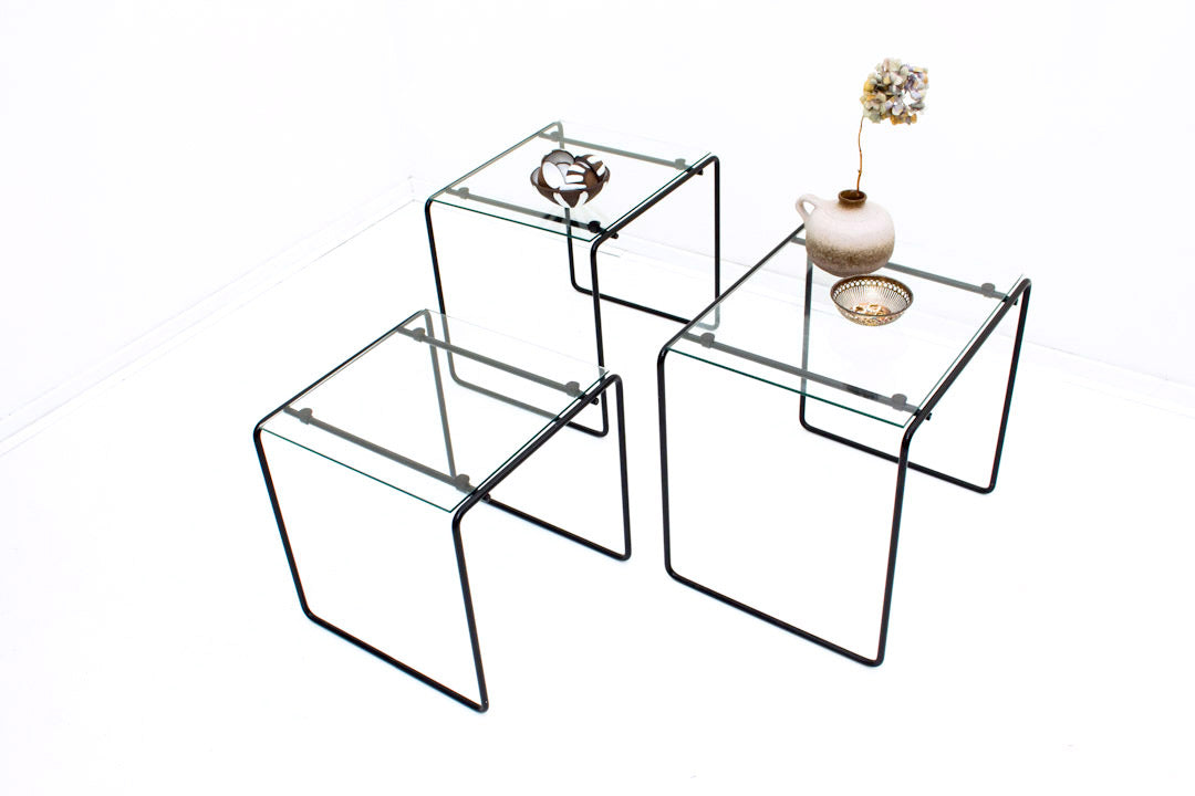 Vintage mimiset zwart metaal glas jaren 80