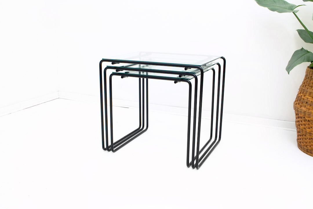 Vintage mimiset zwart metaal glas jaren 80