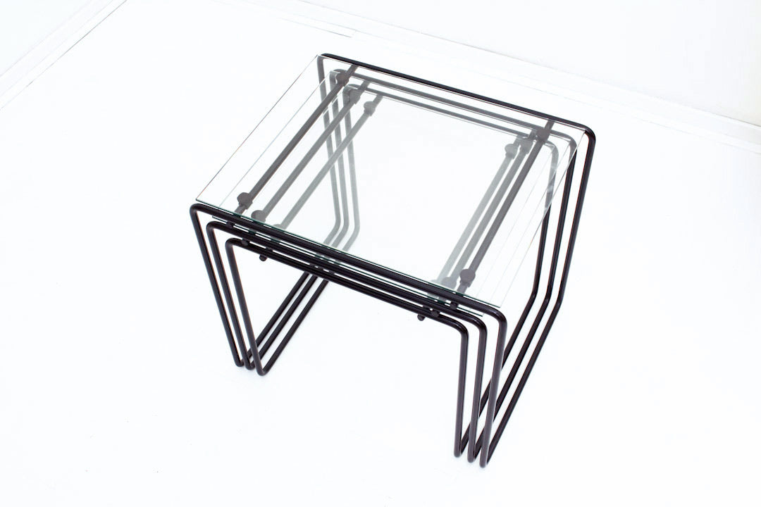 Vintage mimiset zwart metaal glas jaren 80