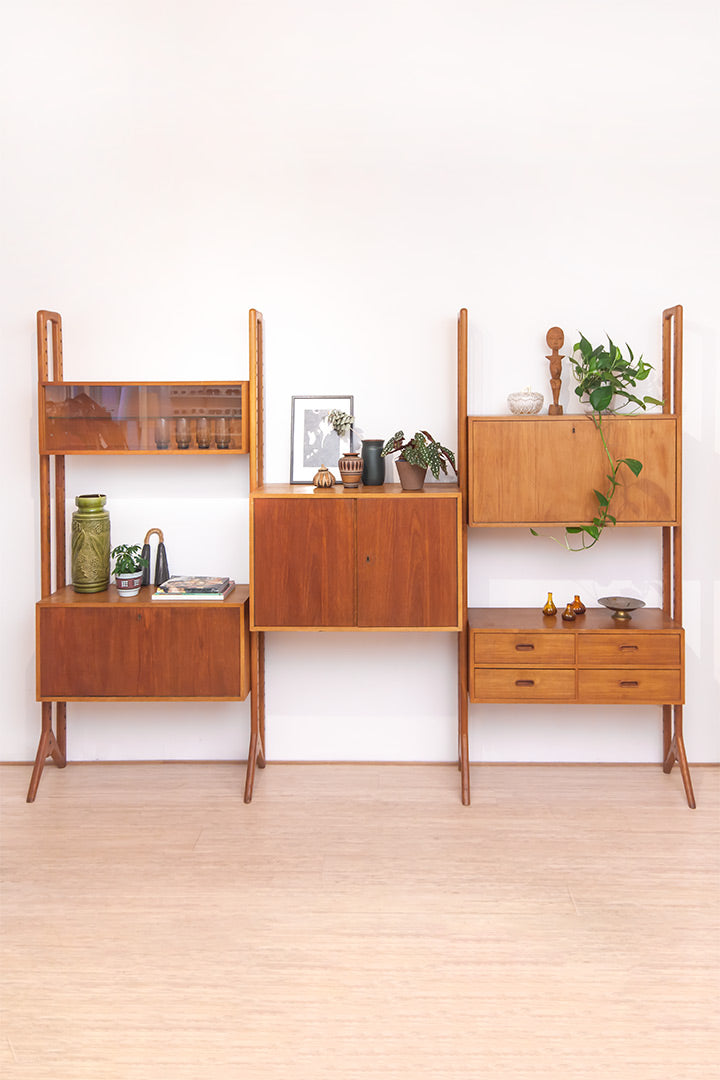 Vintage modulaire wandkast Edsbyn Mobelfabrik Zweden jaren 50