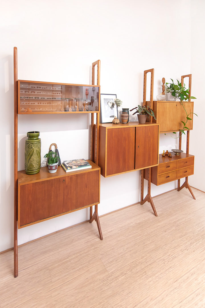 Vintage modulaire wandkast Edsbyn Mobelfabrik Zweden jaren 50