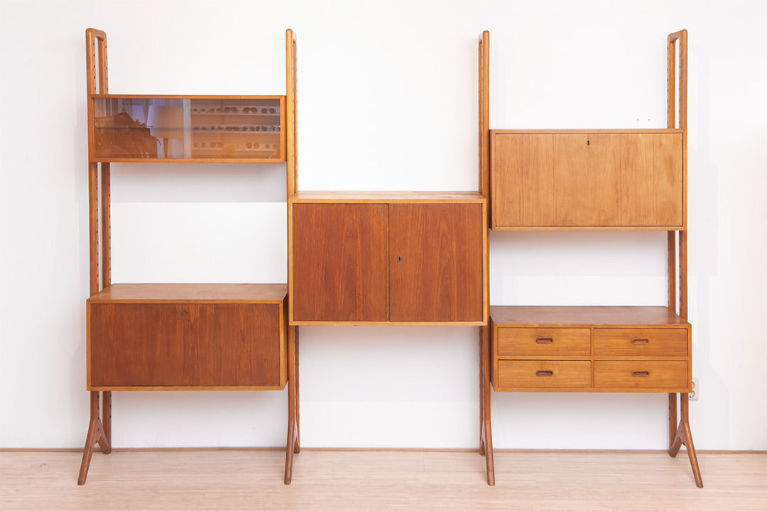 Vintage modulaire wandkast Edsbyn Mobelfabrik Zweden jaren 50
