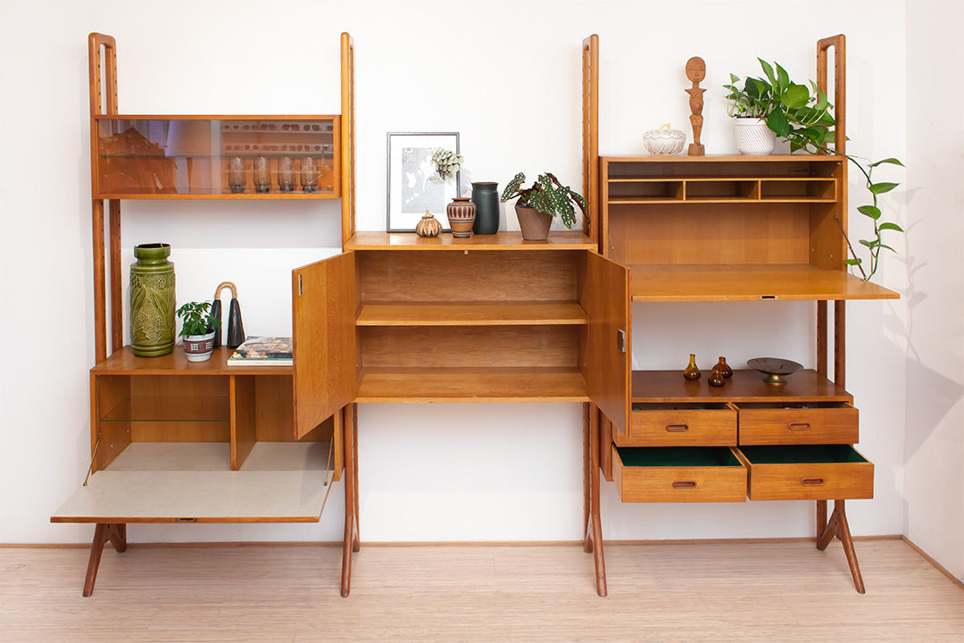 Vintage modulaire wandkast Edsbyn Mobelfabrik Zweden jaren 50
