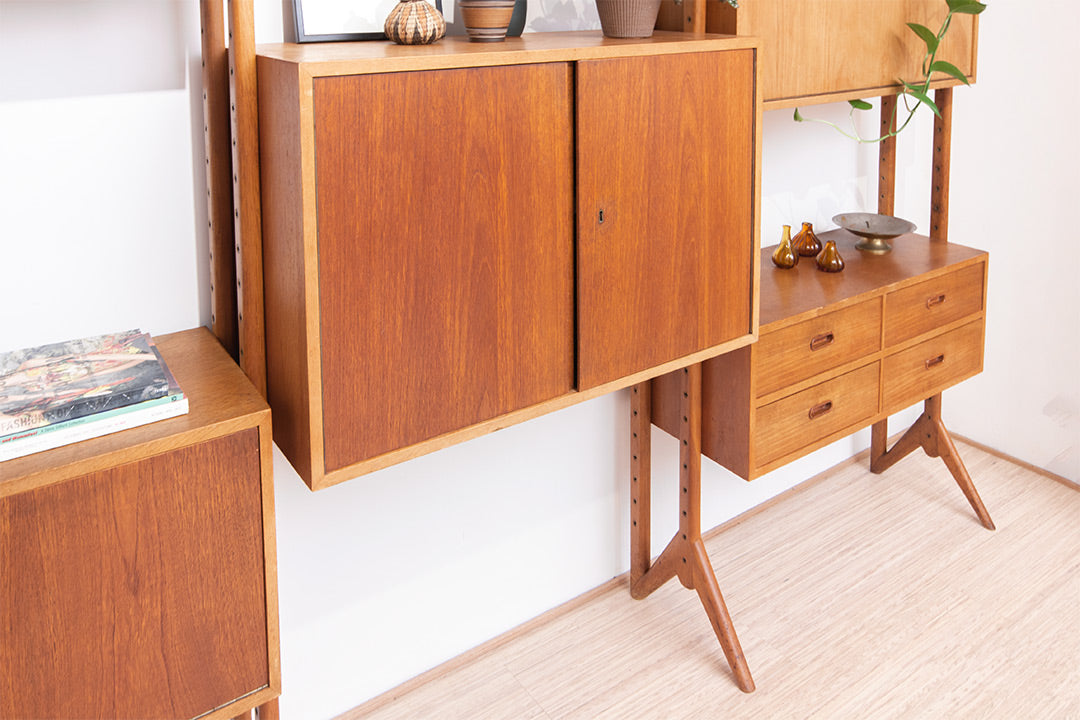 Vintage modulaire wandkast Edsbyn Mobelfabrik Zweden jaren 50