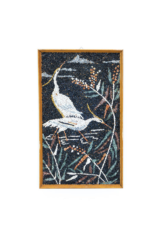 Vintage mozaïek schilderij reigers van steentjes