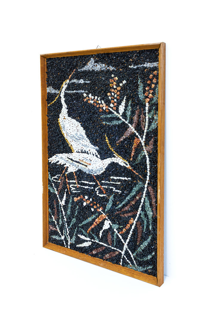 Vintage mozaïek schilderij reigers van steentjes
