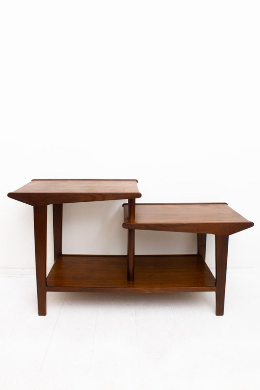 Vintage multi-level houten bijzettafel